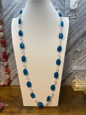 Apatite opalite Hand Knotted  30 inch necklace Aprilsplace